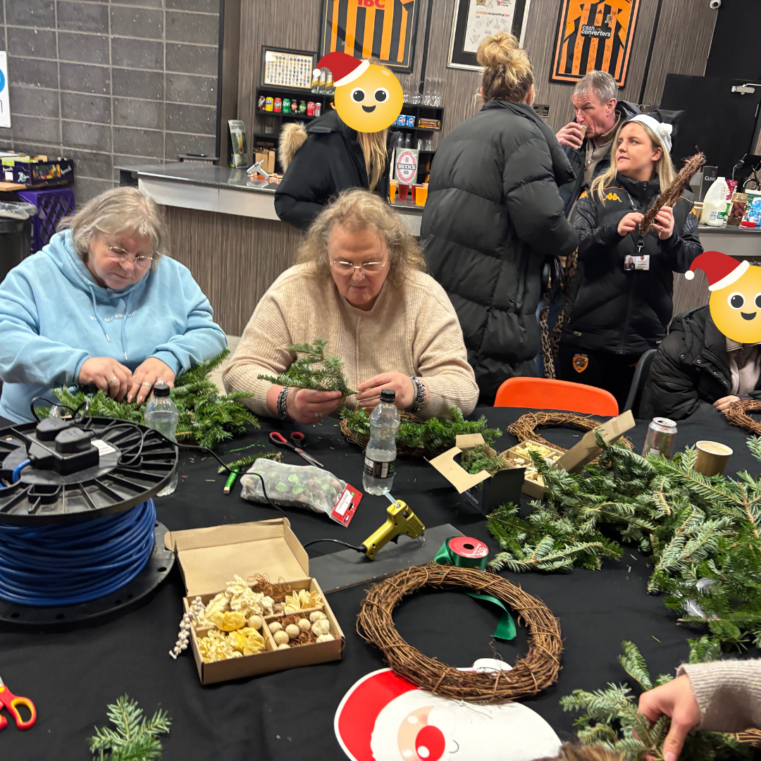 Festive Fun with Hull Fostering and Tigers Trust wreath making